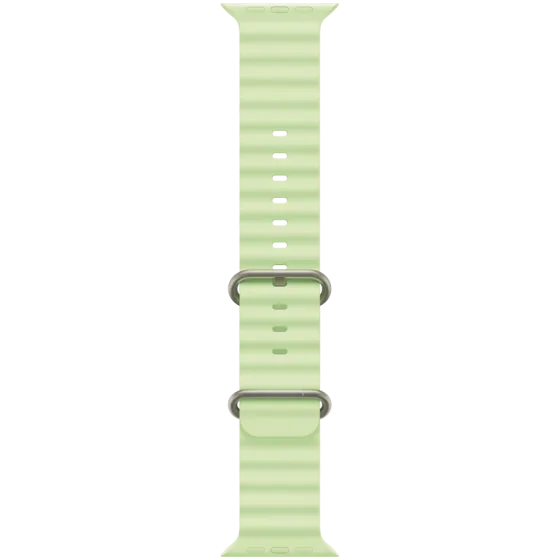 49mm Neon Green Ocean Band - Natural Titanium Finish