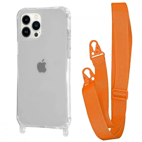 Чохол WAVE Clear Case з ремінцем iPhone 14 Orange