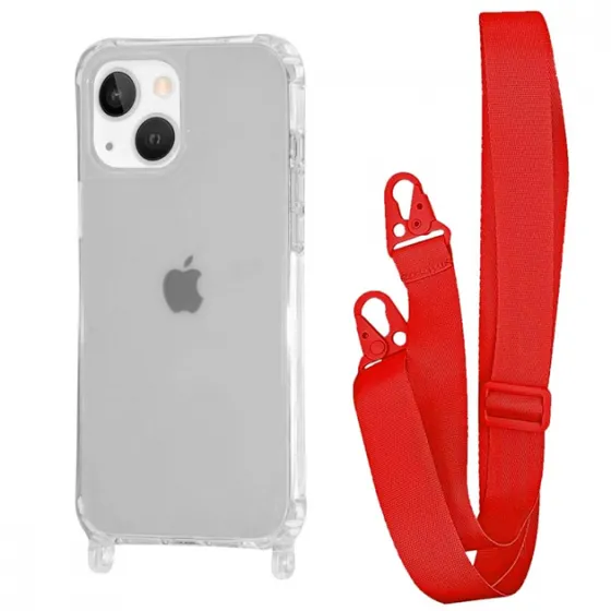 Чохол WAVE Clear Case з ремінцем iPhone 14 Red