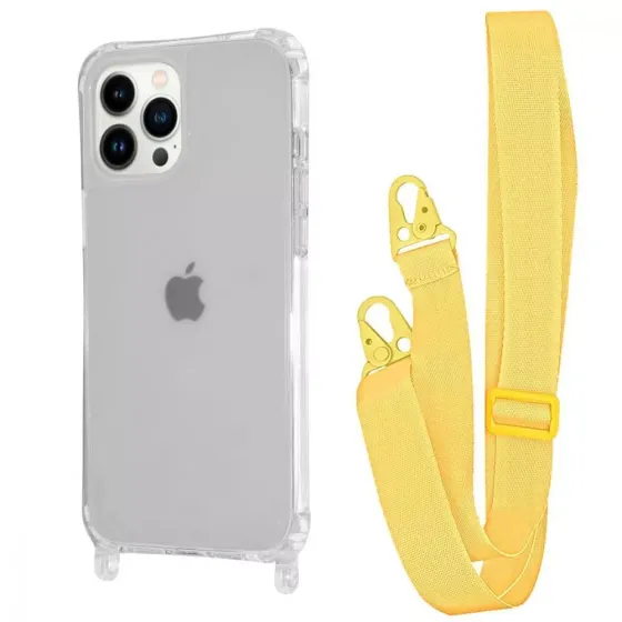 Чохол WAVE Clear Case з ремінцем iPhone 13 Yellow