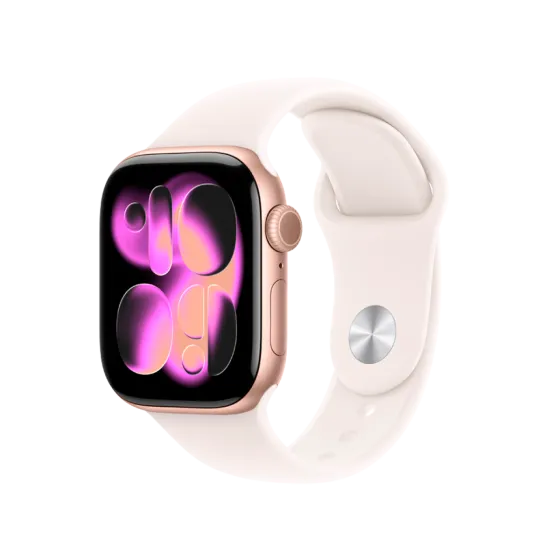 Годинник Apple Watch Series 11 42 мм Rose Gold Aluminium, Light Blue Sport Band S/M, GPS + Cellular