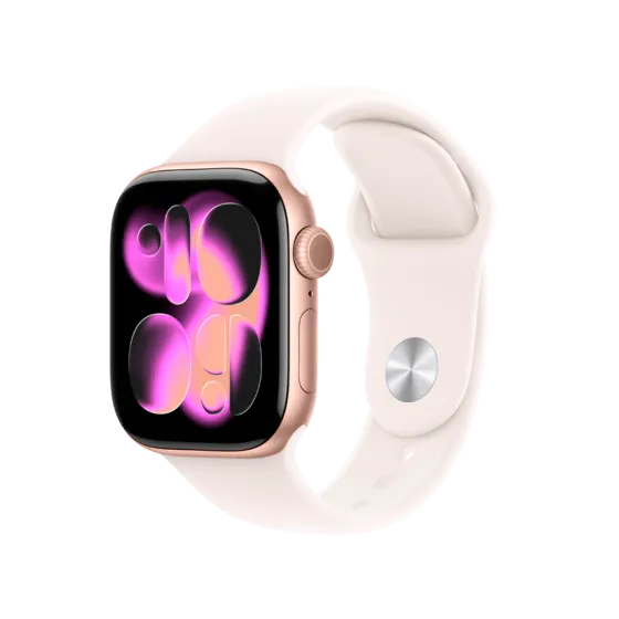 Годинник Apple Watch Series 11 42 мм Rose Gold Aluminium, Light Blue Sport Band M/L, GPS