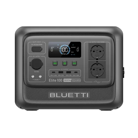 Зарядна станція BLUETTI Elite 100 V2 — передня панель із дисплеєм і двома розетками 230 В