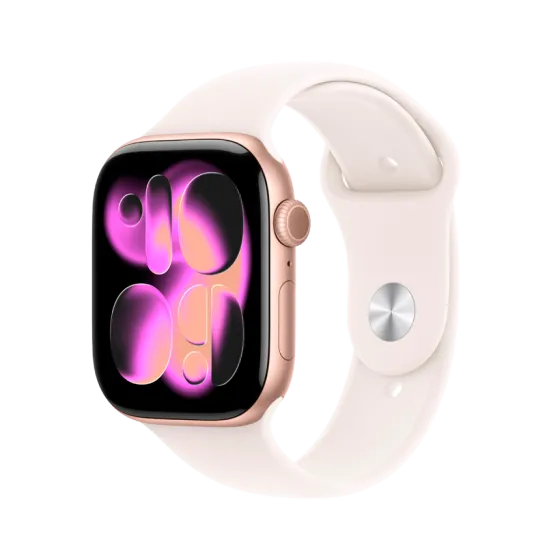 Годинник Apple Watch Series 11 46 мм Rose Gold Aluminium, Light Blue Sport Band M/L, GPS