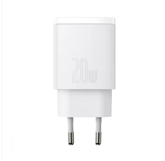 Зарядний пристрій Baseus Compact Quick Charger 20W QC+PD (Type-C+USB) White
