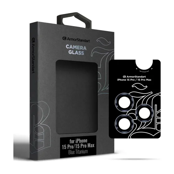Захисне скло для камери ArmorStandart Supreme Black Icon для iPhone 15 Pro/15 Pro Max Blue
