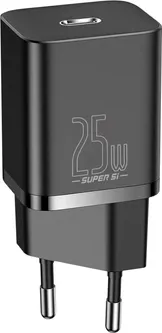 Зарядний пристрій Baseus Super Silicone PD Charger 25W (1Type-C) + Cable Type-C to Type-C 3A (1m) Bl