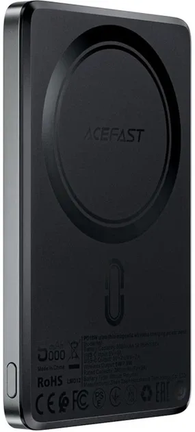 Повербанк Acefast Wireless ultra thin M8 Magnetic 5000 mAh 18W Black