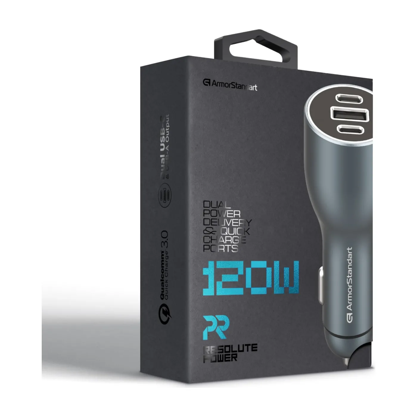 Автомобільний зарядний пристрій ArmorStandart Resolute Power ASPP-21 120W 2xUSB-C, USB — фото 13