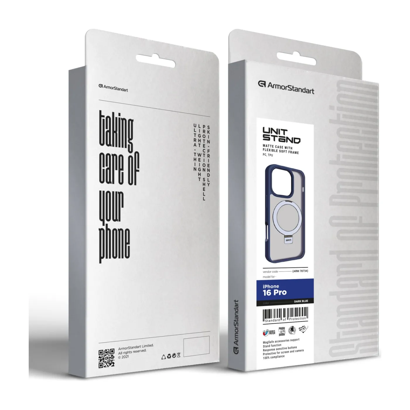 Чохол ArmorStandart Unit Stand iPhone 16 Pro Dark Blue — фото 2