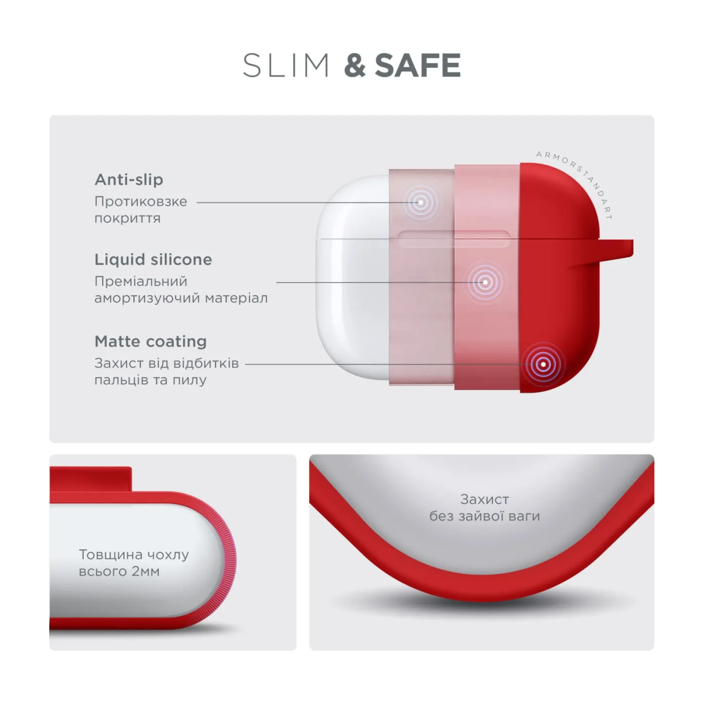 Чохол для навушників ArmorStandsrt Hang Case AirPods Pro 3 Red — фото 3