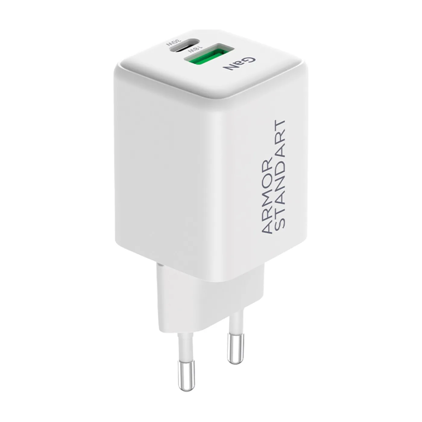 Мережевий зарядний пристрій ArmorStandart AR371 30W GaN Type-C+USB White — фото 2