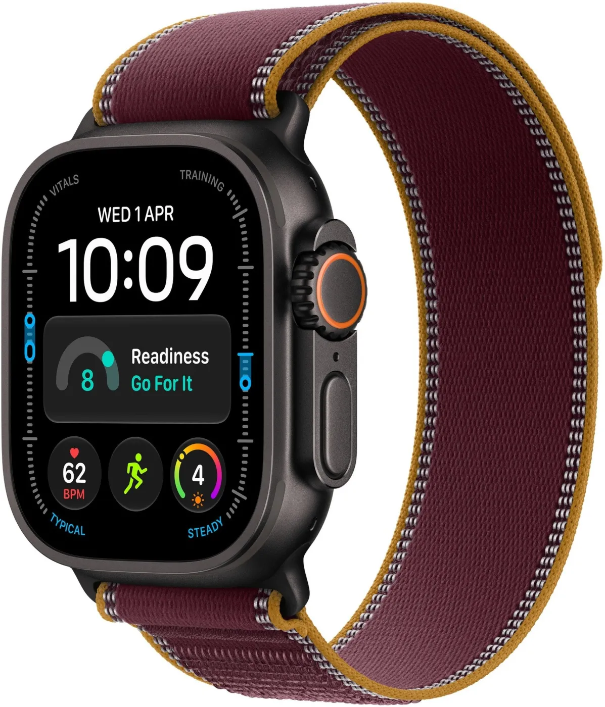Годинник Apple Watch Ultra 4 49 мм Black Titanium, Burgundy Trail Loop M/L, GPS + Cellular