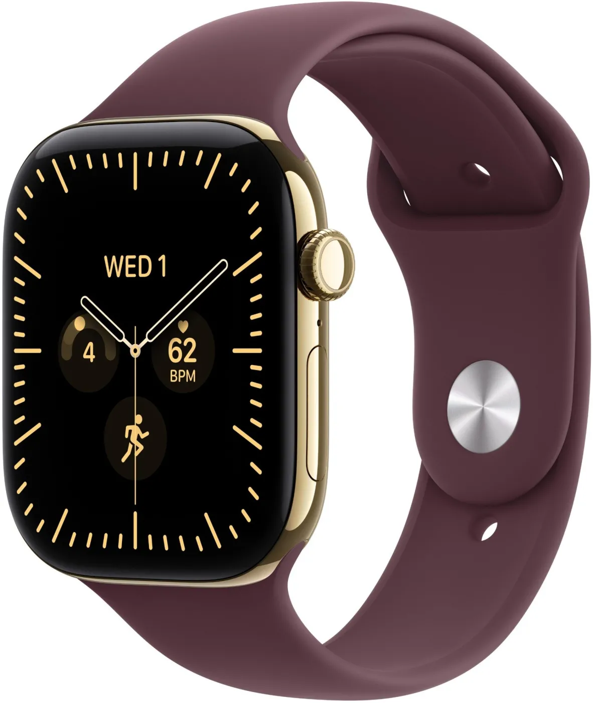 Годинник Apple Watch Series 12 46 мм Radiant Gold Titanium, Burgundy Sport Band M/L, GPS + Cellular