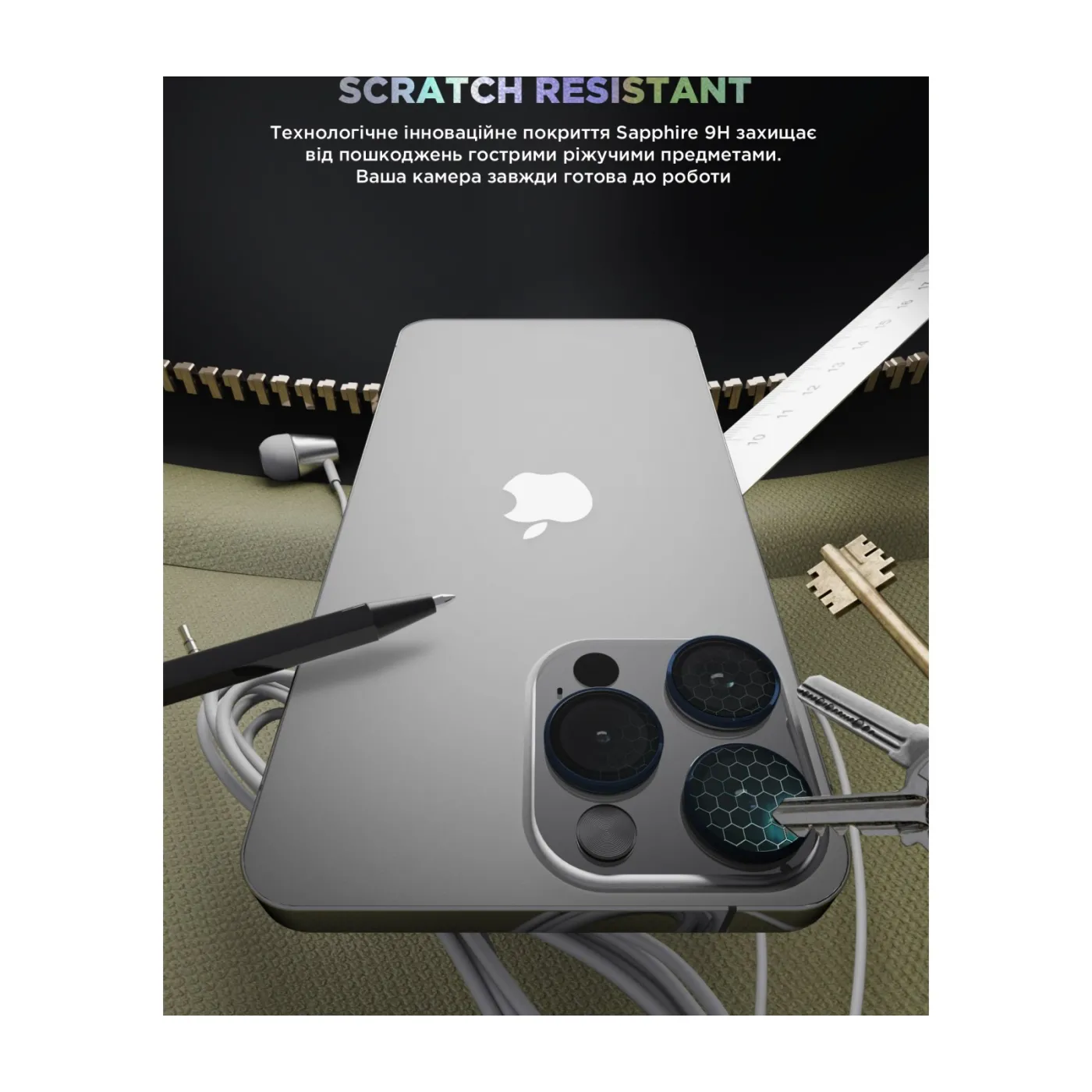 Захисне скло для камери ArmorStandart Supreme Black Icon для iPhone 15 Pro/15 Pro Max Blue — фото 5