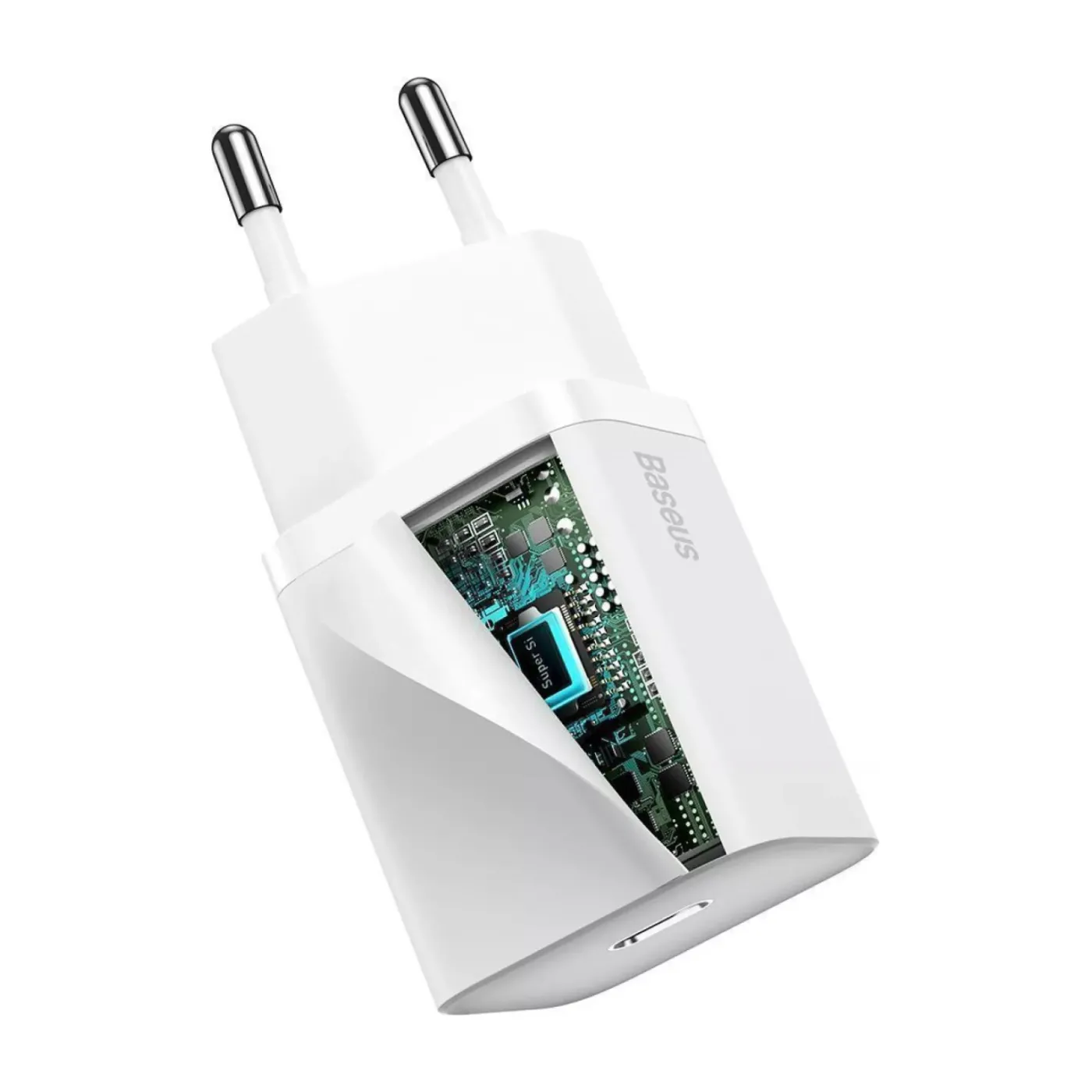 Зарядний пристрій Baseus Super Silicone PD Charger 20W (1Type-C) + Type-C to Lightning Blue — фото 4
