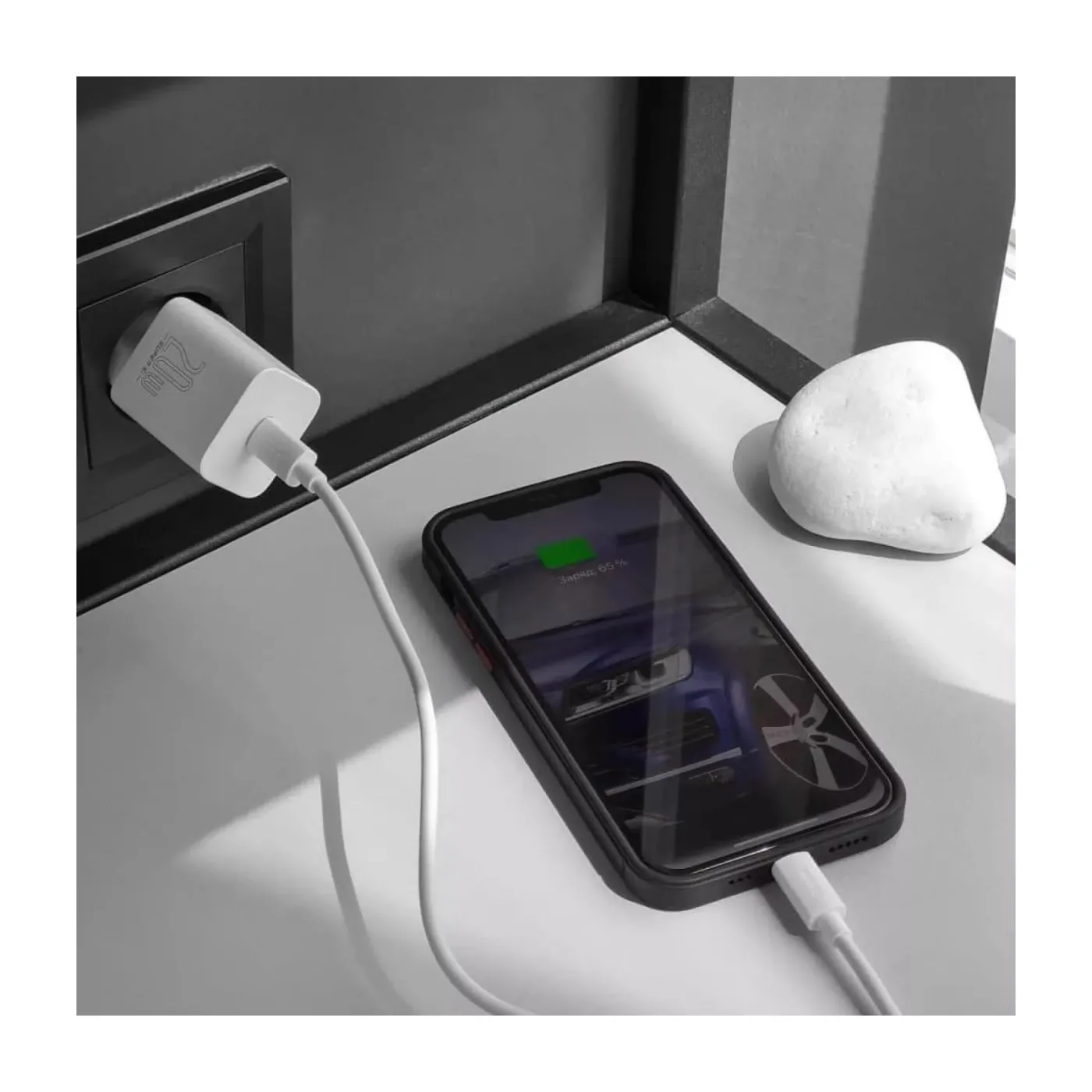 Зарядний пристрій Baseus Super Silicone PD Charger 20W (1Type-C) + Type-C to Lightning Blue — фото 6