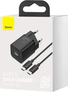Зарядний пристрій Baseus Super Silicone PD Charger 25W (1Type-C) + Cable Type-C to Type-C 3A (1m) Bl — фото 6