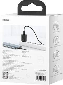Зарядний пристрій Baseus Super Silicone PD Charger 25W (1Type-C) + Cable Type-C to Type-C 3A (1m) Bl — фото 7