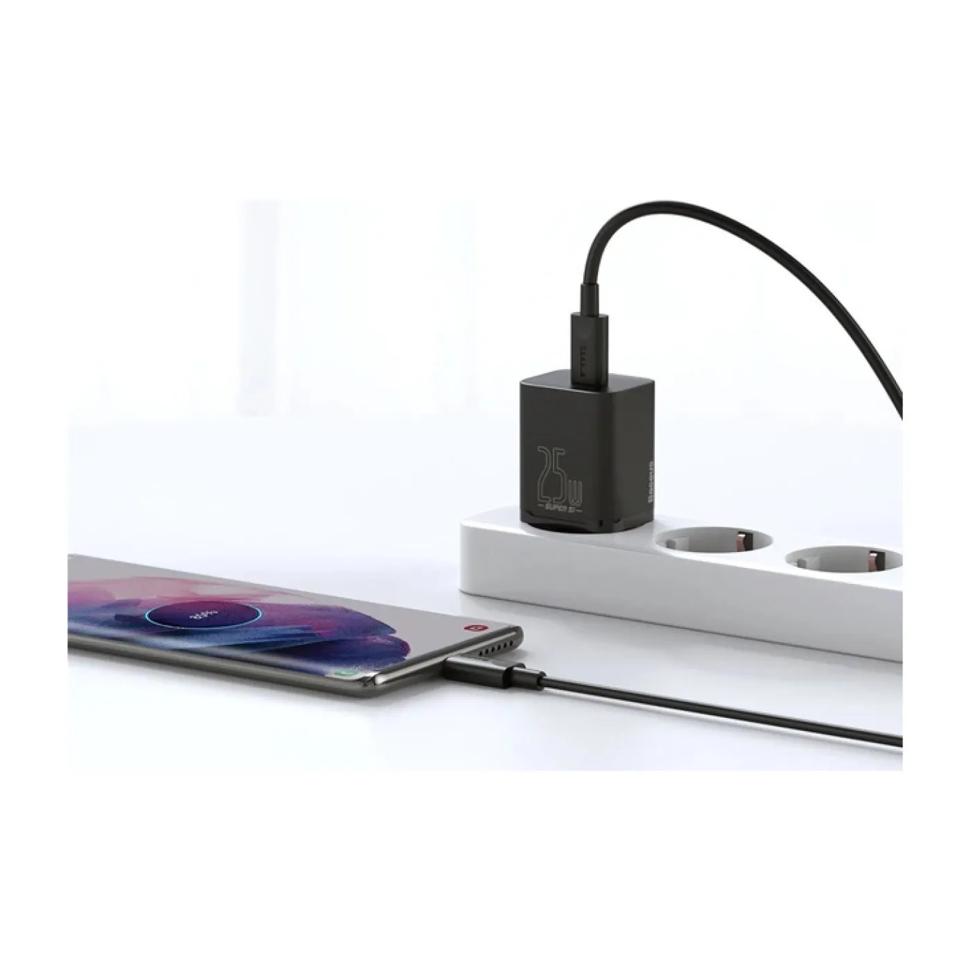 Зарядний пристрій Baseus Super Silicone PD Charger 25W (1Type-C) + Cable Type-C to Type-C 3A (1m) Bl — фото 9