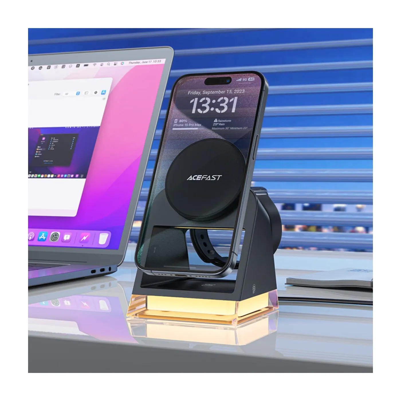 Зарядний пристрій Wireless QI 3in1 15W E17 Acefast — фото 6